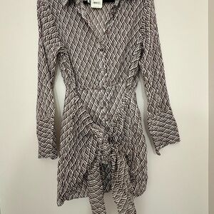 Free People Brown and White Patterned Dress